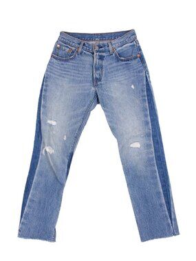 LEVI'S 501 Washed Blue Cotton Distressed Jeans SZ US 28